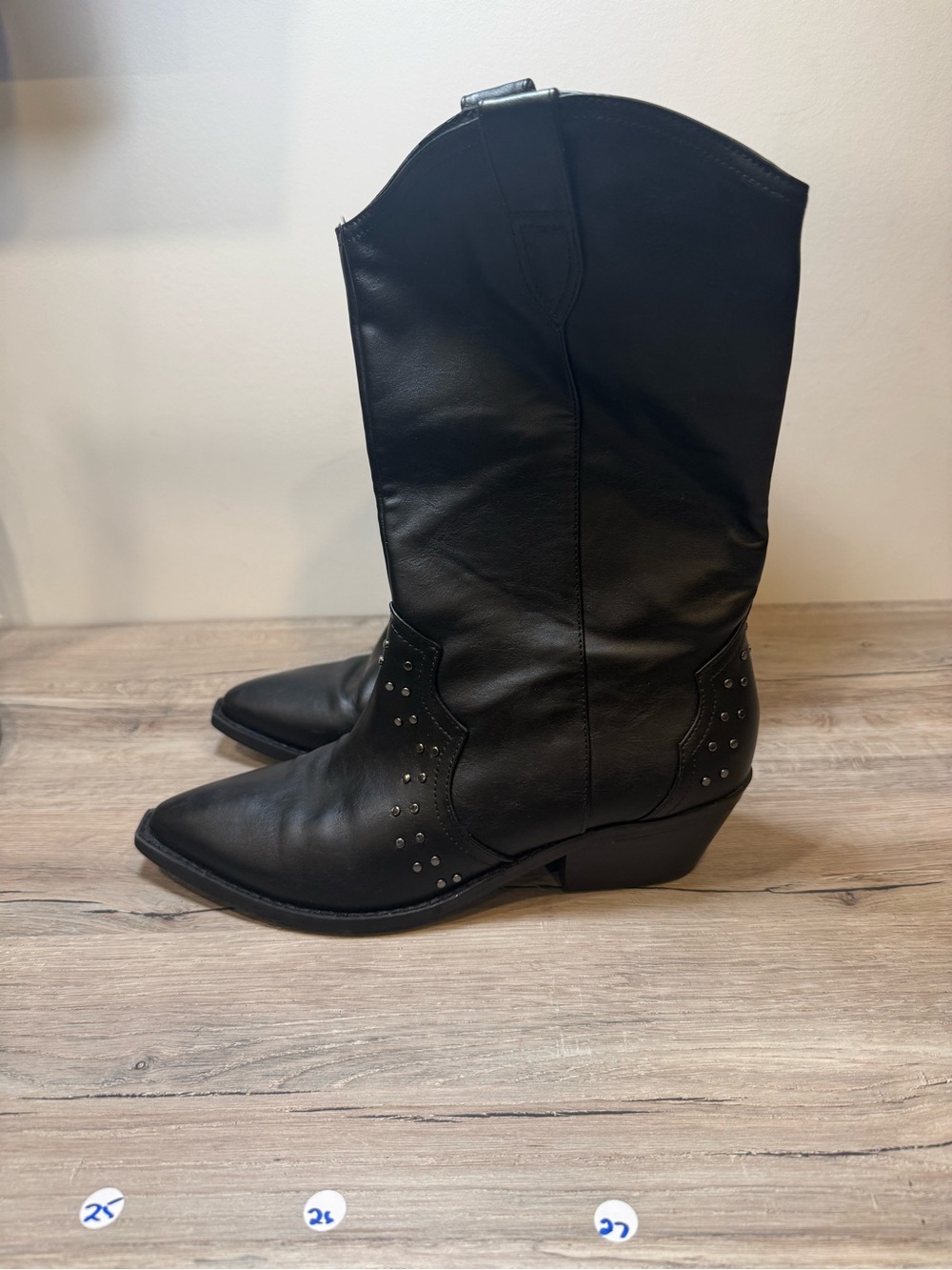 DV by Dolce Vita Black Studded Western Mid-Calf Boots
